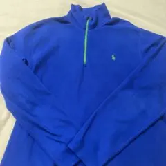 ポロラルフローレン ハーフジップ スウェット ブルー L相当 ポニー刺繍 希少