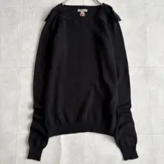 Burberry London カシミヤ100 黒ニット レディースS 肩ボタン