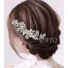 フラワー リーフ コーム ヘッドドレス★ゴールド★ヘアアクセサリー ボンネ