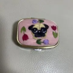 パグ 刺繍 ミニケース 小物入れ