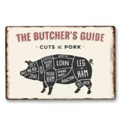 豚ブリキ看板 ブッチャーガイド アメリカン雑貨ポーク 焼肉 ステーキ