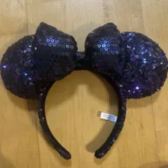 黒色スパンコールリボンカチューシャ