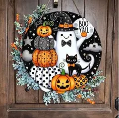 ハロウィン ハロウィン雑貨 ウェルカムボード プレート リース おばけ かぼちゃ