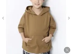 160 devirock 切りっぱなしミニ裏毛7分袖パーカー 男の子 女の子