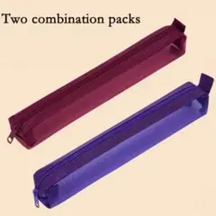 【ペンケース】メッシュ 赤×紫 2点セットのサムネイル