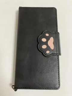 肉球デザイン 手帳型ケース 黒