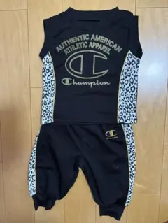 【平成レトロ】Champion セットアップ 80cm ブラック ヒョウ柄のサムネイル