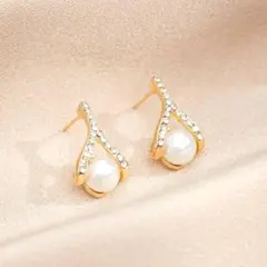 ピアス K18 ゴールド アレルギー対応 cz パール 金18 s925 韓国