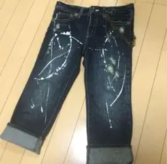新品 レイアリス ジーンズ 十字架チェーン付 半端丈 ペイント 150デニムのサムネイル