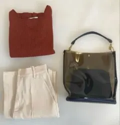 GRL スクエアリブニット　5分袖　半袖トップス