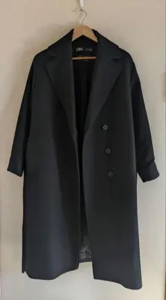 ZARA ブラック ロングコート Mantecoウール