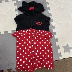 ミニーマウス フード付きロンパース50〜70