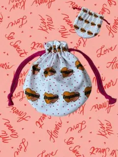 ハンドメイド　まんまる巾着　裏地つき