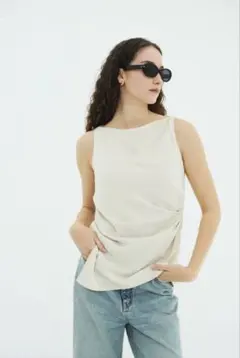 CLANE SATIN DRAPE TOPS 新品タグ付き