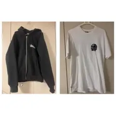 【セット】STUSSY パーカー＋Tシャツ セット 黒 白 メンズ ステューシー