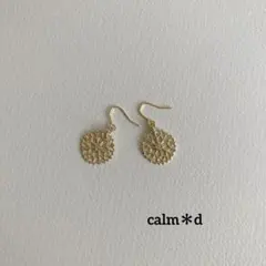 【388】エスニック サークル ゴールド ピアス イヤリング ハンドメイド