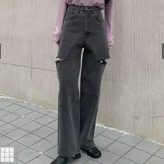 スリットデニムワイドパンツ　GRL 最終値下げ