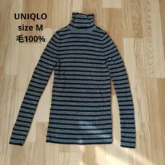 ユニクロ 毛100% タートルネックセーター Mサイズ メリノリブタートルネック
