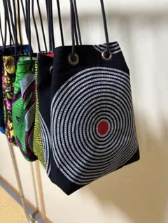 156★アフリカ布★ハトメ巾着バッグ★ハンドメイド