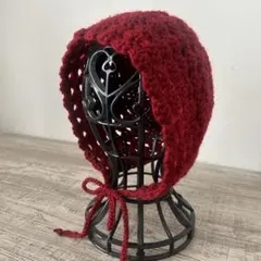 ボンネット　かぎ編み　フード帽　ハンドメイド