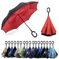 さかさま傘　黒と紺のツートン 長傘