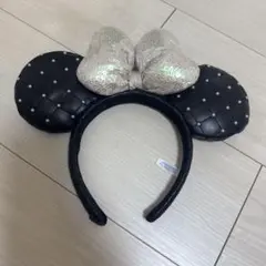 ミッキー耳カチューシャ 黒のキルティングデザイン