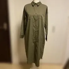 INGNI イング シャツワンピース ロング カーキ M ゆったりシルエット