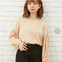 INGNI ドットハイネックブラウス