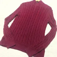 【希少】ポロラルフローレン ケーブルニット ハーフジップ 現行品 ワインレッド