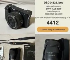 【美品】SONY α6300 本体•キットレンズ2つ付きシャッター回数4412回 美品】SONY α6300 本体•キットレンズ2つ付きシャッター回数4412回