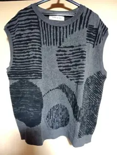 SAANA JA OLLI 総柄　ニット ベスト　ゆったり　個性的　3L XL