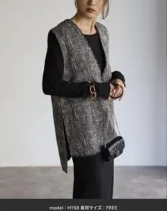 BONJOUR SAGAN Vネックツイードベスト