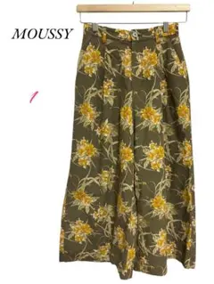 MOUSSY 花柄ガウチョパンツ　ボトムス　　　オリーブグリーン　1