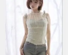 【andmary】Paula lacey chiffon tops beige andmary Paula lacey chiffon tops beige - メルカリ
