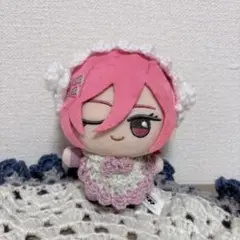 2点セット　ぬい服　ヘッドドレス　スタイ　フリル　ピンク　白　リボン　ちびくるみ