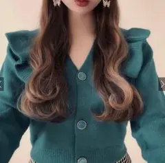 GRL ショルダーフリルショート丈カーディガン