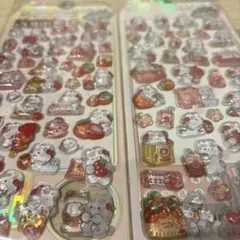 うさぎ　いちご　ぷくぷくシール　２枚セット