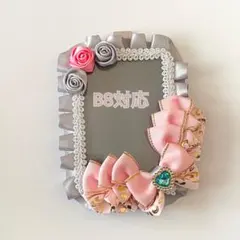 【ハンドメイド】硬質カードケース グレー ピンク 8B【推し活】