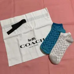 【新品】【COACH】コーチ柄ソックス•小物入れ（リボン絞り）
