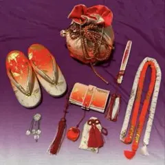 七五三　お子様用和装小物　はこせこセット　5歳向けサイズ　鶴柄