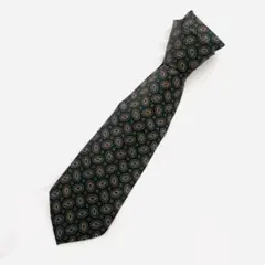 Y2504-131　Christian Dior　ネクタイ　総柄　モスグリーン