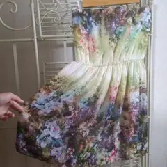 ZARAフェアリーコアグランジキャミミニシフォンワンピース森ガール花柄妖精系