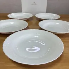 ナルミ　NARUMI シルキーホワイト　中皿 5枚 パスタ皿　22.5センチ
