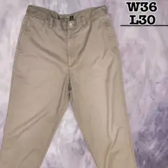 USA古着　チノパン　パンツ　ベージュ　ポリエステル　シングル　W36 L30