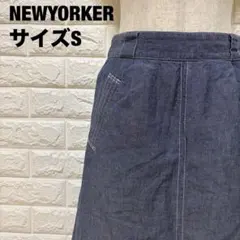 NEWYORKER デニム フレアスカート S コットン 麻 ひざ丈【2691】のサムネイル