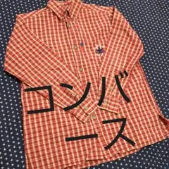★コンバース　難あり　格安　赤　チェックシャツ　ボタンシャツ