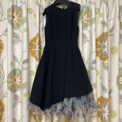 美品✨ trictrac さえら 異素材ドッキングノースリーブワンピース M 黒 