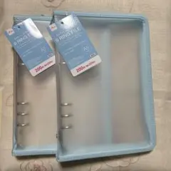 6リングファイル　A5　ジッパー付き　シール帳 ダイソー　ブルー2点