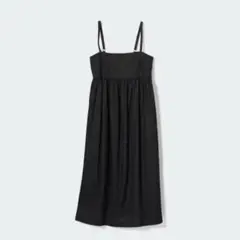 m*i様 ユニクロリネンブレンドギャザーキャミソールワンピース XS黒