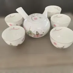 和風陶器茶器セット（急須1、茶碗5)